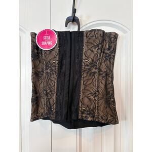 Maidenform Black And Tan Lace Corset Size Small